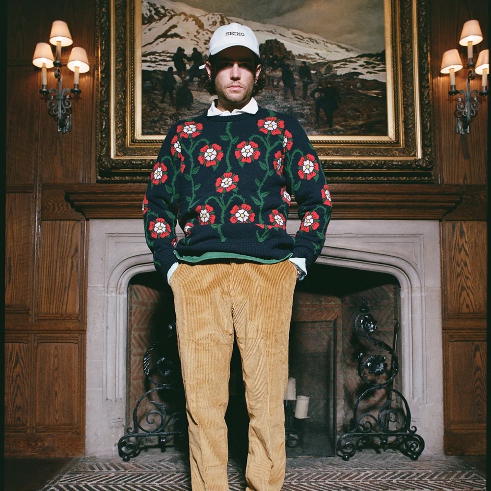 Rowing Blazers Navy Floral Crewneck Sweater